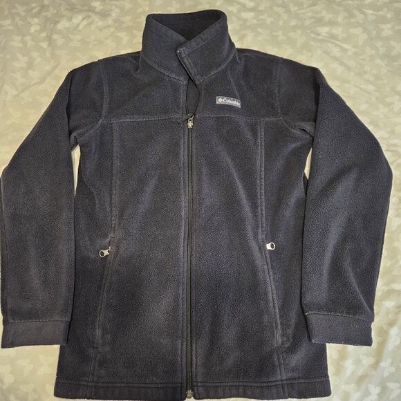 Columbia Other - Columbia Zip Stand Collar Mid-Length Fleece Jacket Black Youth Size L Gorpcore